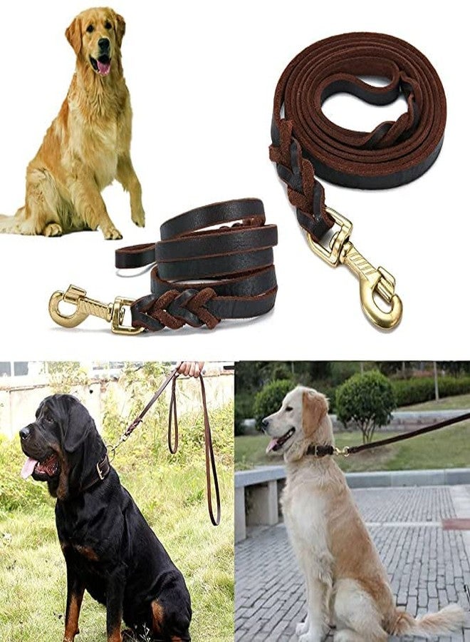 Pups&Pets Dog Training Leash Braided Leather Strap Leash Lead Durable Dog Slip Lead with Brass Hook Show Leash (Brown, 6 Ft) - Image 4